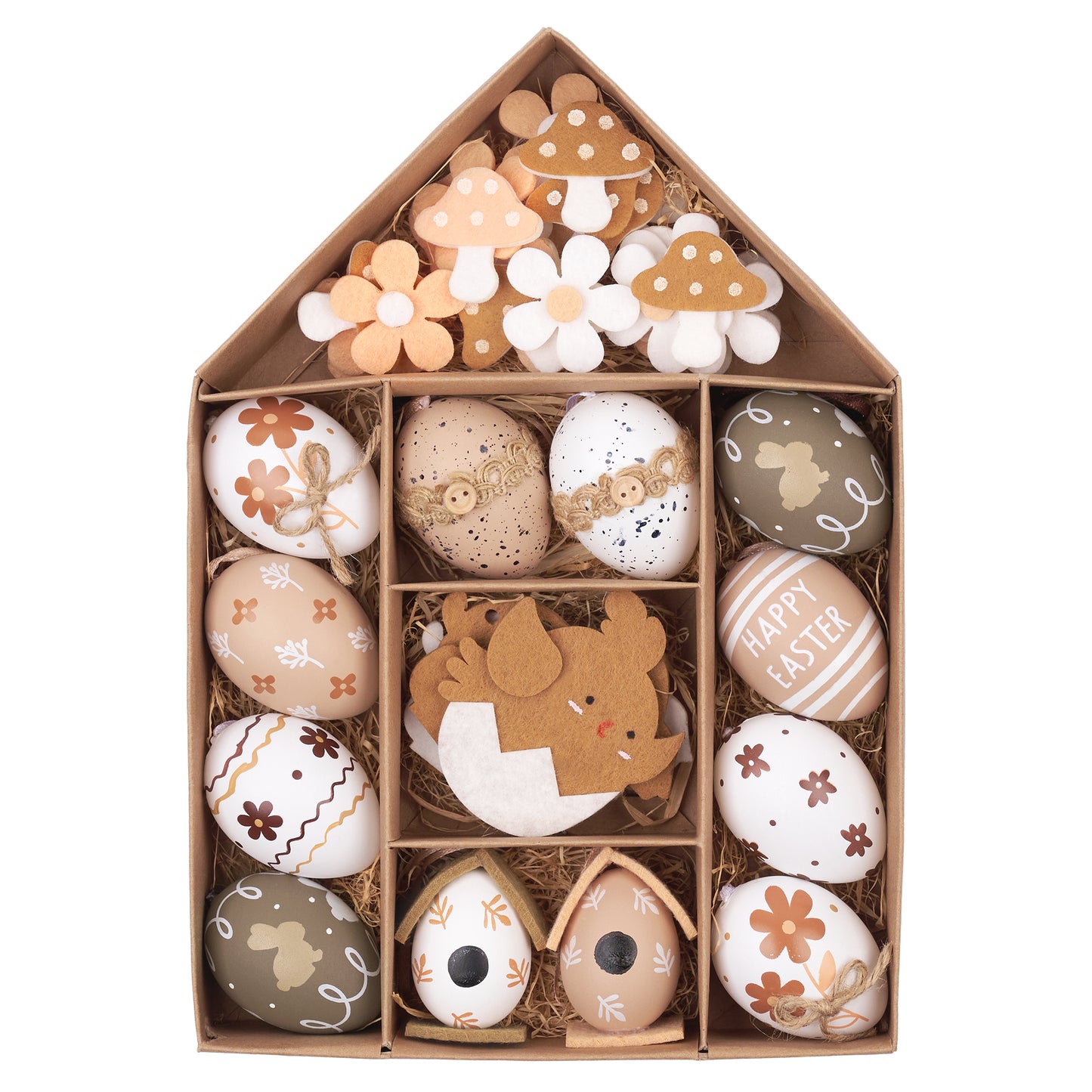 Valery Madelyn 40Pcs Easter Eggs Tree Ornaments, 2.36'' Beige White Plastic Easter Egg Bulk Tree Decoration, Shatterproof Decorative Hanging Egg for Easter Decorations Spring Holiday Party Decor