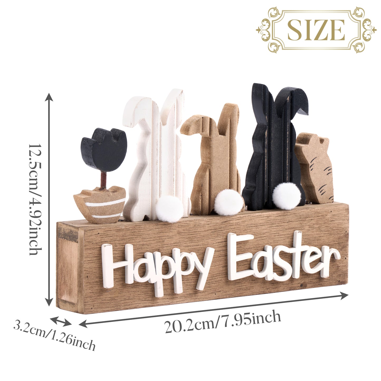 Valery Madelyn Easter Decorations, Lighted Wooden Easter Spring Bunny Decor for Table Centerpiece,Easter Decorations for The Home Decor Shelf Tiered Tray Living Room Happy Easter Sign, 8 Inch