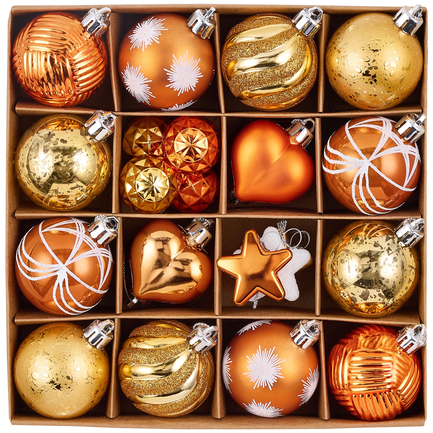 Valery Madelyn 28Pcs Fall Heart Shaped Ornaments Gift Pack, Thanksgiving Autumn Craft Painted Tree Heart Decorations, Orange Christmas Baubles Hanging Harvest Halloween Holiday Decor