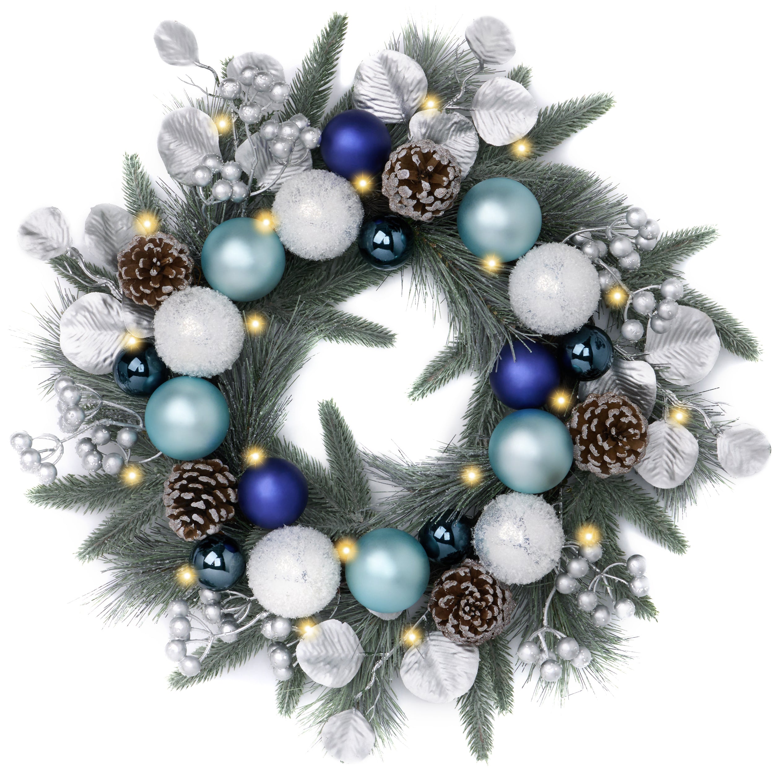 Valery Madelyn Pre-Lit Christmas Wreath for Front Door with Lights, 20