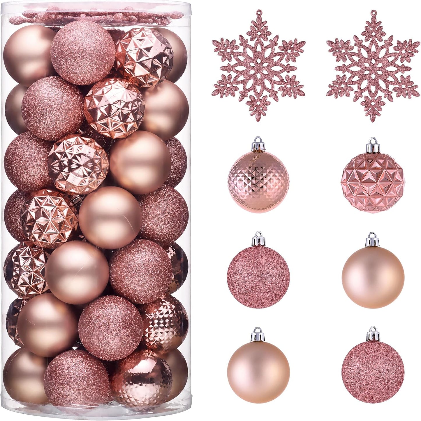 Valery Madelyn Christmas Tree Decorations Ornament Set for Fall Halloween, 50ct 2 Inches Pink Shatterproof Christmas Ball Ornaments Hanging Xmas Holiday Party Decor