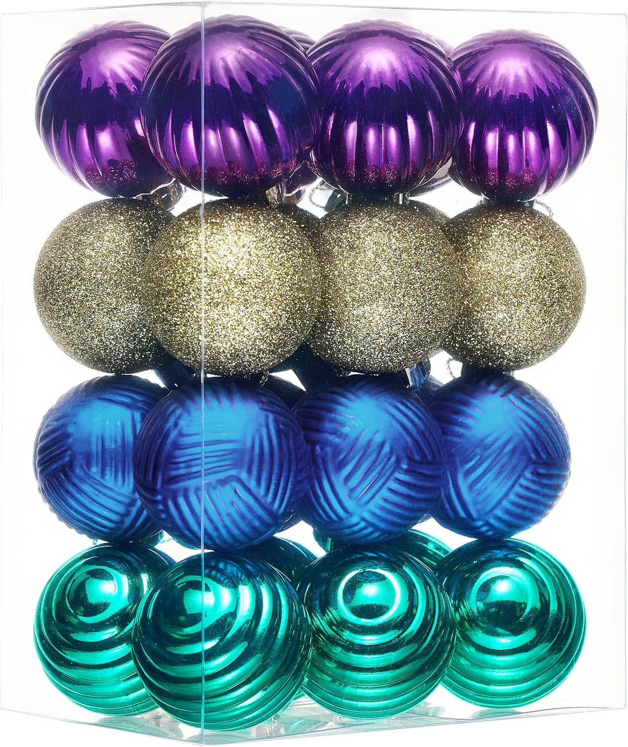 Valery Madelyn 1.6" Small Christmas Ornaments Tree Decorations Set, 24ct Blue Purple Green Shatterproof Ball Hanging Ornament Bulk Fall Thanksgiving Autumn Harvest Xmas Holiday Party Decor