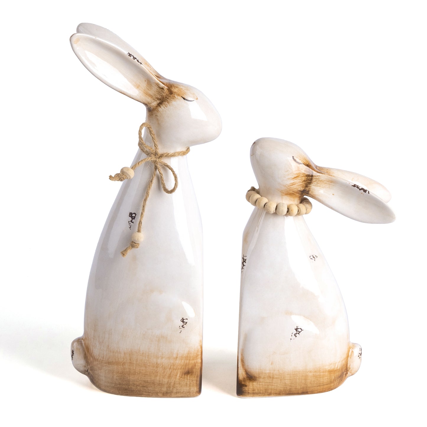Valery Madelyn Easter Decorations for Home, 2Pcs Ceramic White Bunny Statue Figurine Spring Decor, Easter Gift Tabletop for Indoor Outdoor Garden Lawn Yard Decor Table Centerpieces,6.3 Inch