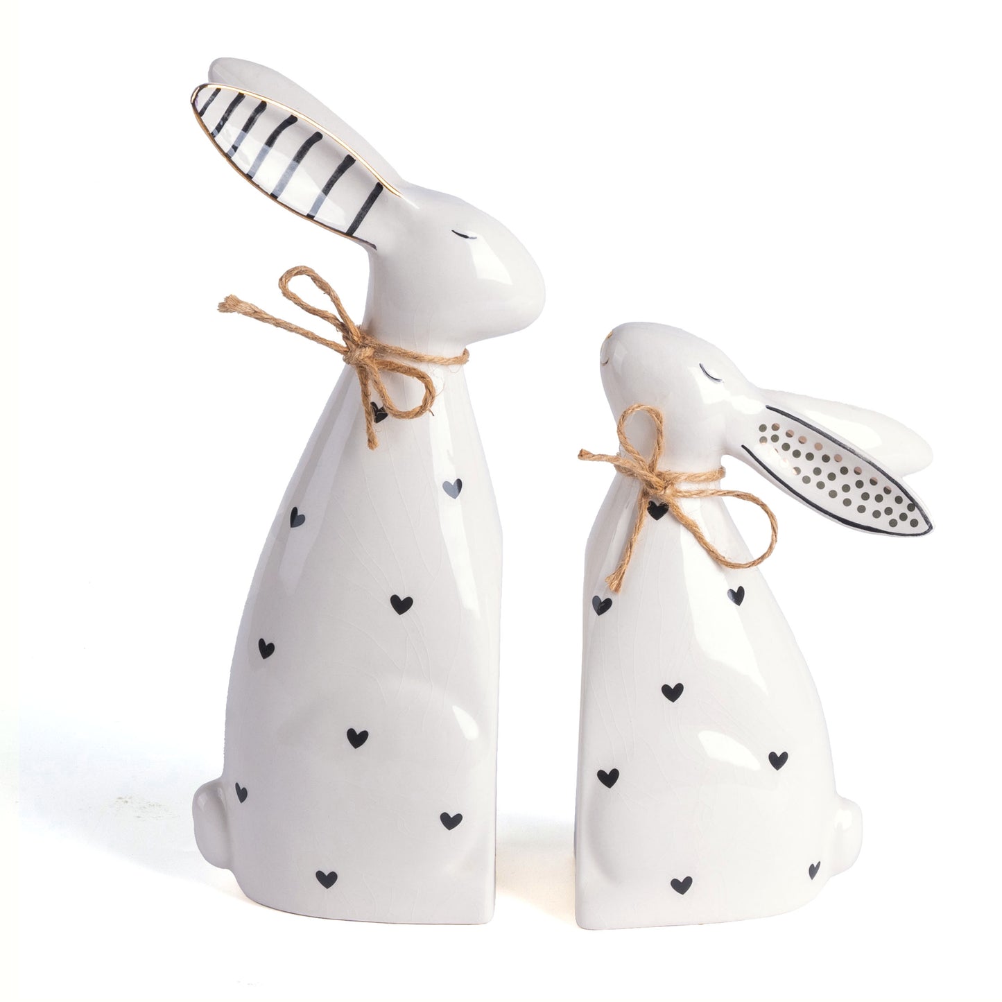 Valery Madelyn Easter Bunny Decorations for Home, 2Pcs Medium Ceramic White Rabbit Statue Figurine Spring Decor, Easter Gift Tabletop for Indoor Outdoor Garden Yard Decor Table Centerpieces,10 Inch