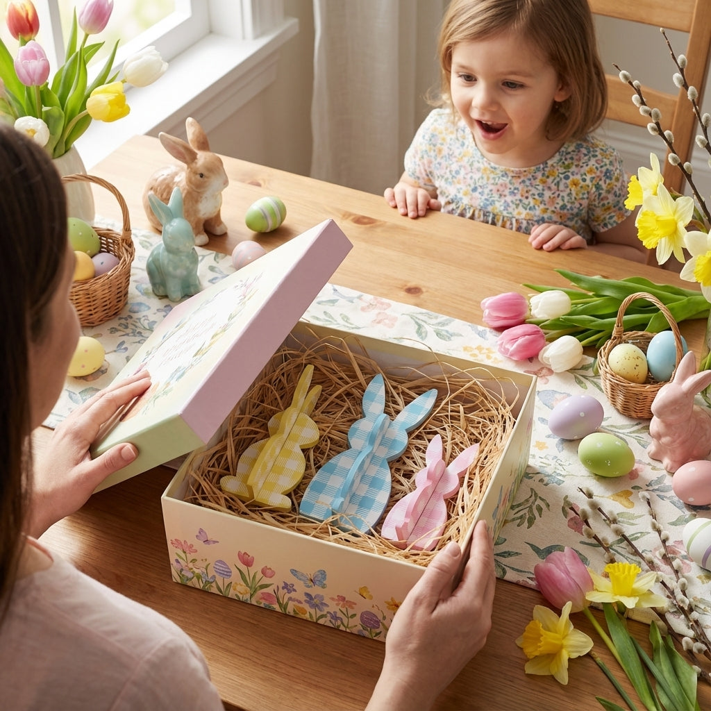 Valery Madelyn Easter Decorations, Bunny Decor Table Centerpiece, 3 Pcs Wooden Easter Decor Indoor, Cute Bunny Decorations for Table Shelf Tiered Tray Home Livingroom Kitchen Bedroom, 5-8 inch