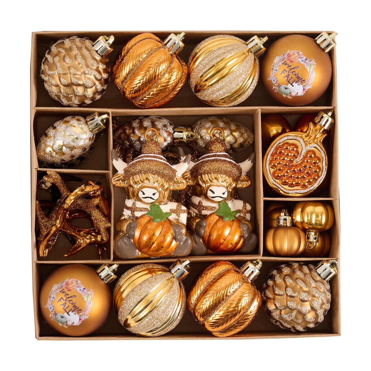 Valery Madelyn 30ct Fall Thanksgiving Tree Ornaments, Highland Cow Decor