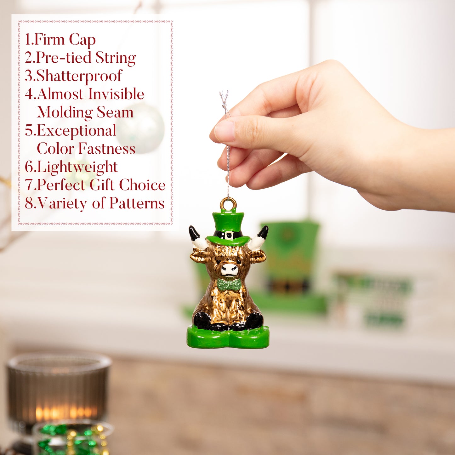 Valery Madelyn St Patricks Day Decorations Shamrock Tree Ornament Set, 30pcs Hanging Ball Ornament Irish Festival Decor, Good Luck Clover Green Gold Chirstmas Tree Decorations