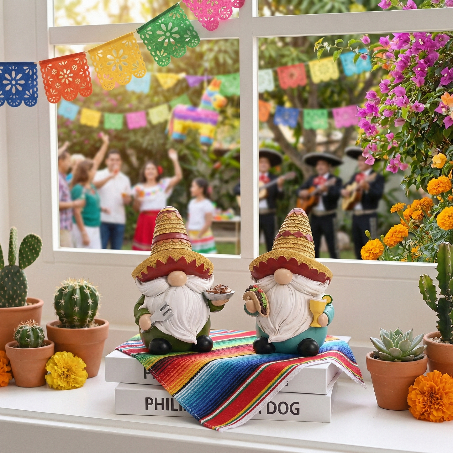 Valery Madelyn Cinco de Mayo Gnomes Decoration, 2Pcs Mexican Fiesta Gnome Figurine Set with Sombrero, Taco & Churros, Resin Tabletop Decor for Tiered Tray, Cinco de Mayo Party Decor & Gift, 6inch