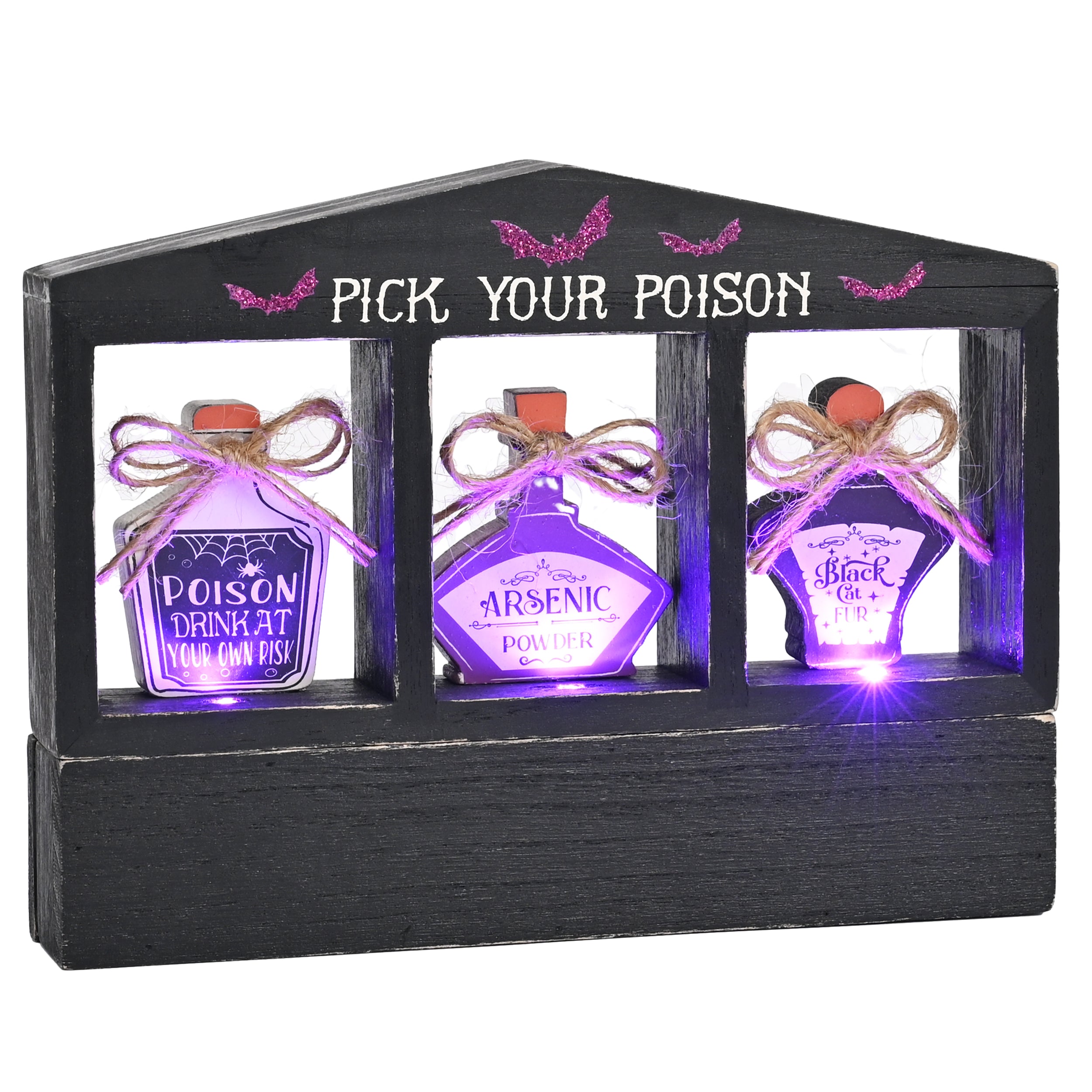 Valery Madelyn 8" Purple LED "Pick Your Poison" Halloween Tabletop Sign