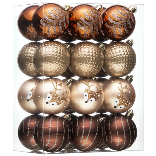 Valery Madelyn 24ct 2.36 inches Christmas Ornaments, Luxurious Copper Gold Shatterproof Assorted Christmas Tree Ornaments Set for Xmas Decoration Holiday Party Decor