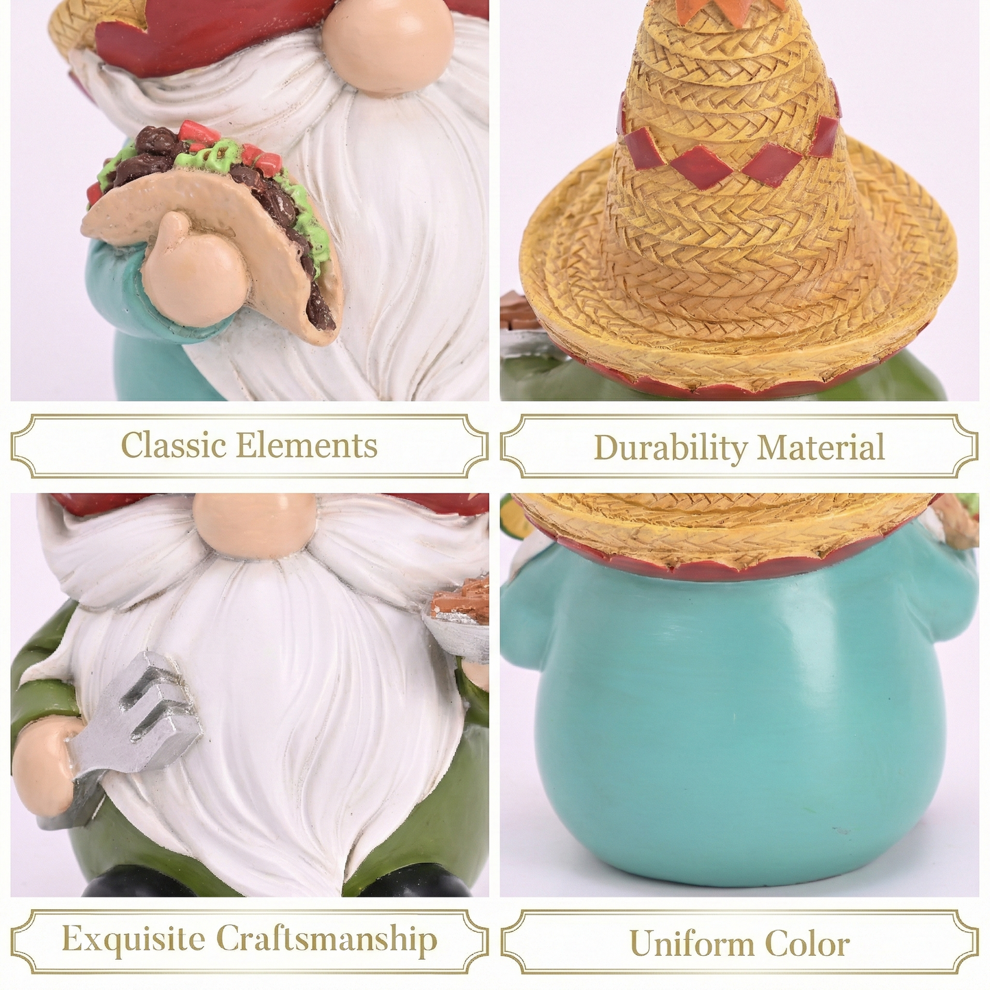 Valery Madelyn Cinco de Mayo Gnomes Decoration, 2Pcs Mexican Fiesta Gnome Figurine Set with Sombrero, Taco & Churros, Resin Tabletop Decor for Tiered Tray, Cinco de Mayo Party Decor & Gift, 6inch