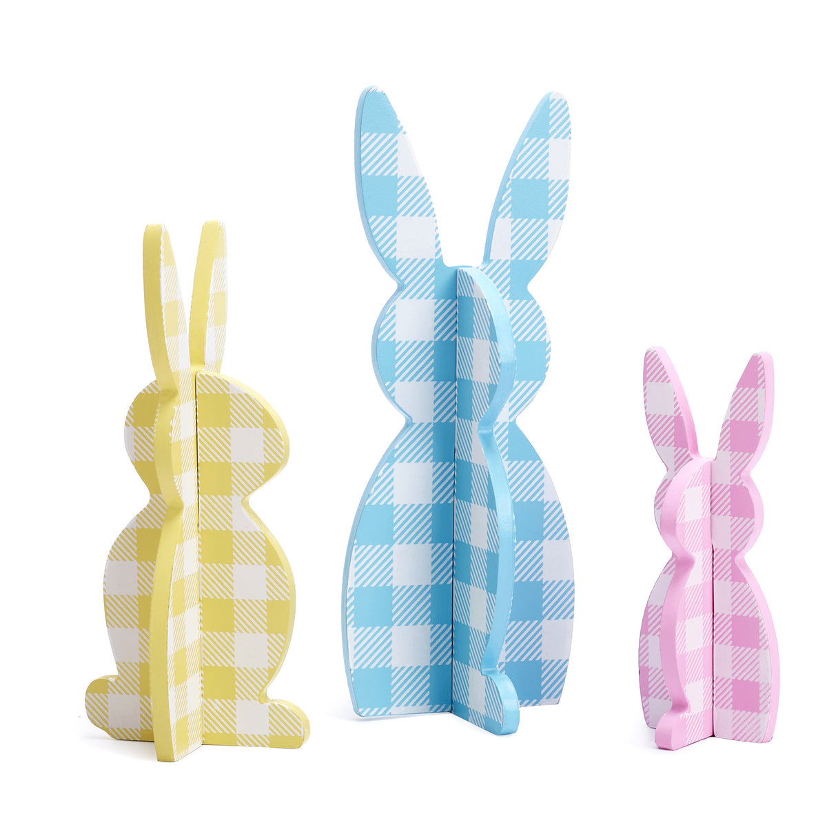 Valery Madelyn Easter Decorations, Bunny Decor Table Centerpiece, 3 Pcs Wooden Easter Decor Indoor, Cute Bunny Decorations for Table Shelf Tiered Tray Home Livingroom Kitchen Bedroom, 5-8 inch