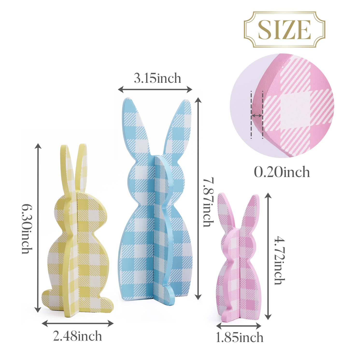 Valery Madelyn Easter Decorations, Bunny Decor Table Centerpiece, 3 Pcs Wooden Easter Decor Indoor, Cute Bunny Decorations for Table Shelf Tiered Tray Home Livingroom Kitchen Bedroom, 5-8 inch