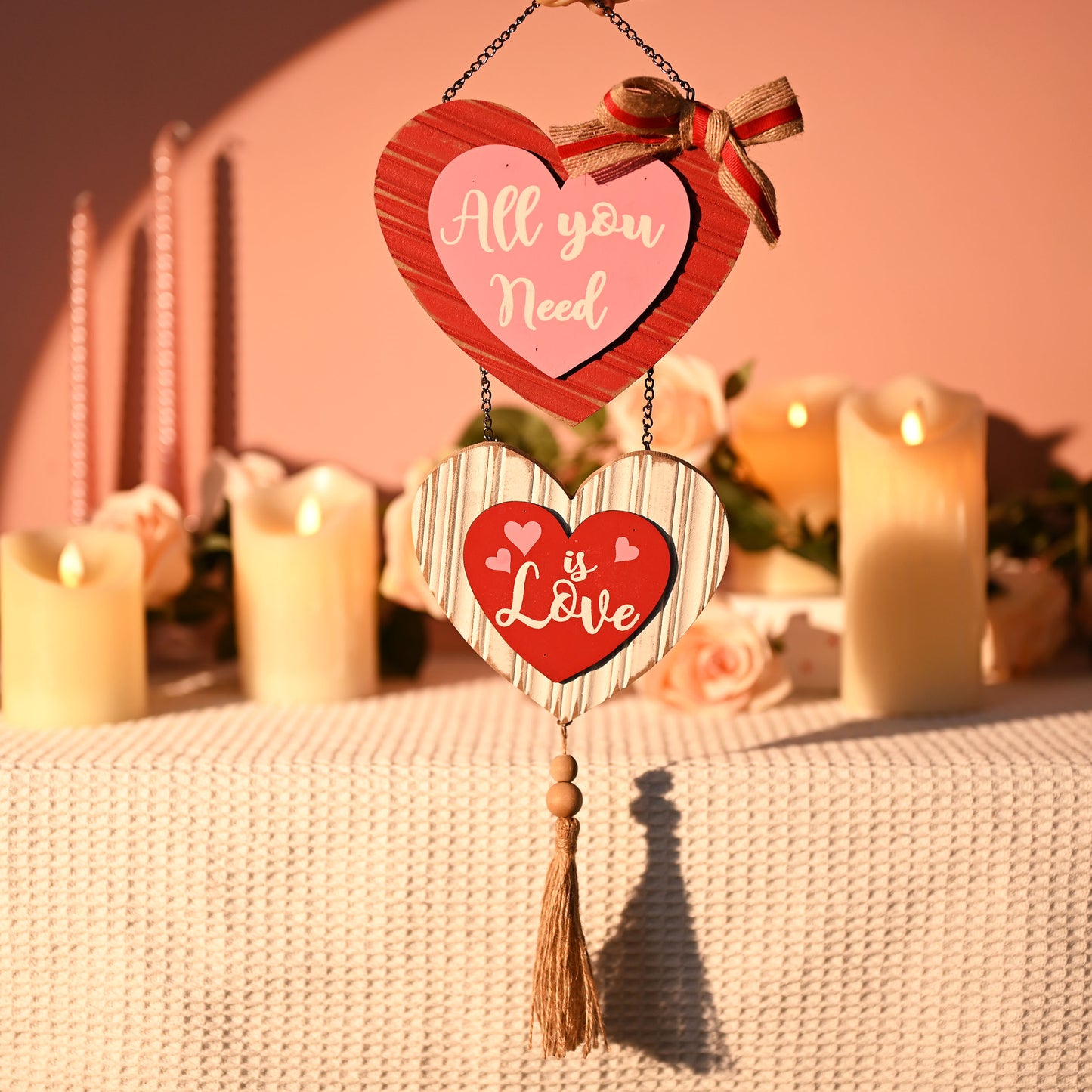 Valery Madelyn Valentines Day Decorations, Valentines Wall Decor, Heart Decor, Wooden Wreath for Front Door, Romantic Decorations for Home Galentines Day Proposal Wedding Anniversary, 18 inch