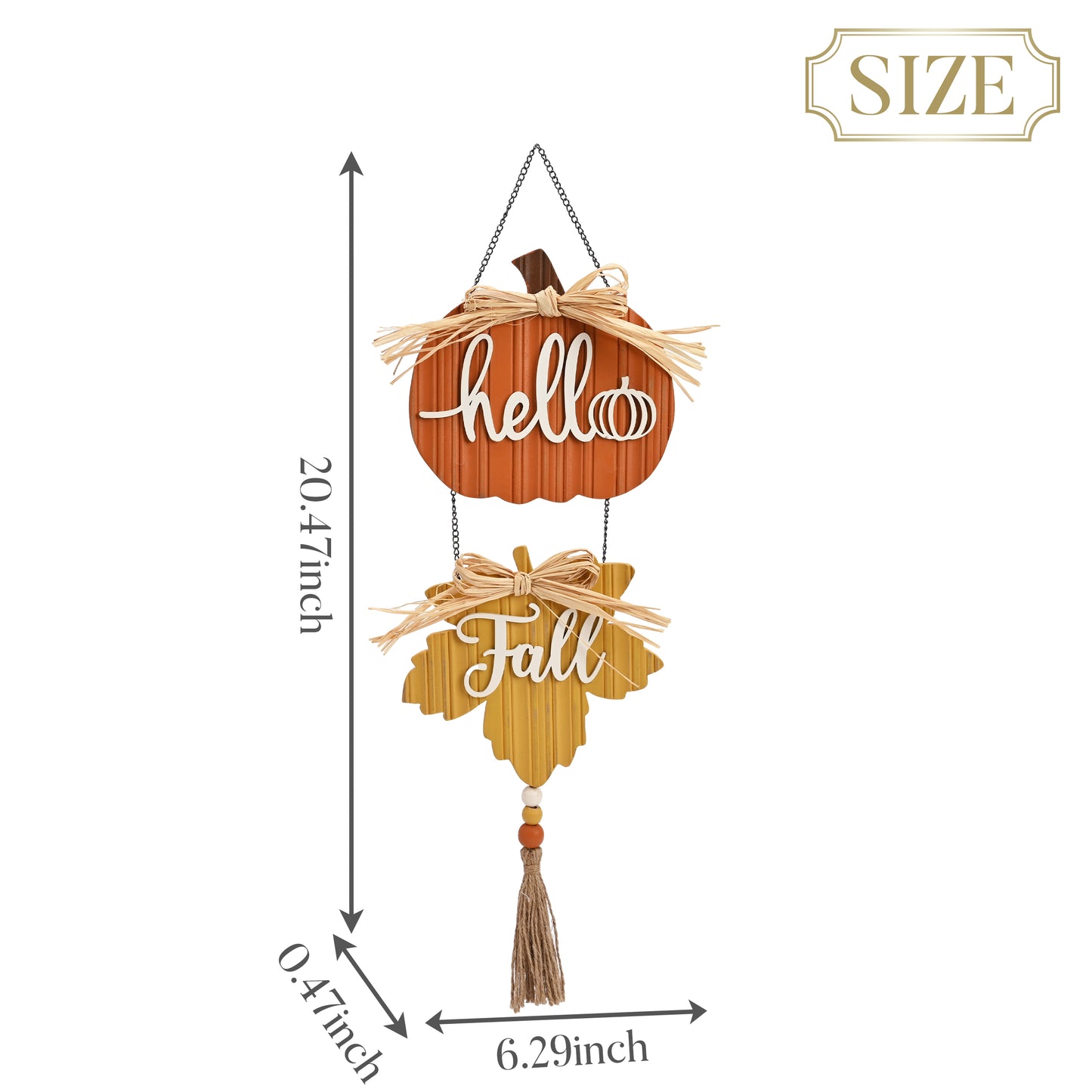 Valery Madelyn Fall Decorations for Home, Fall Wall Decor with Pumpkin and Maple Leaf, Rustic Farmhouse Fall Wreaths, Wooden Pumpkin Decor for Thanksgiving Autumn, 21 inch