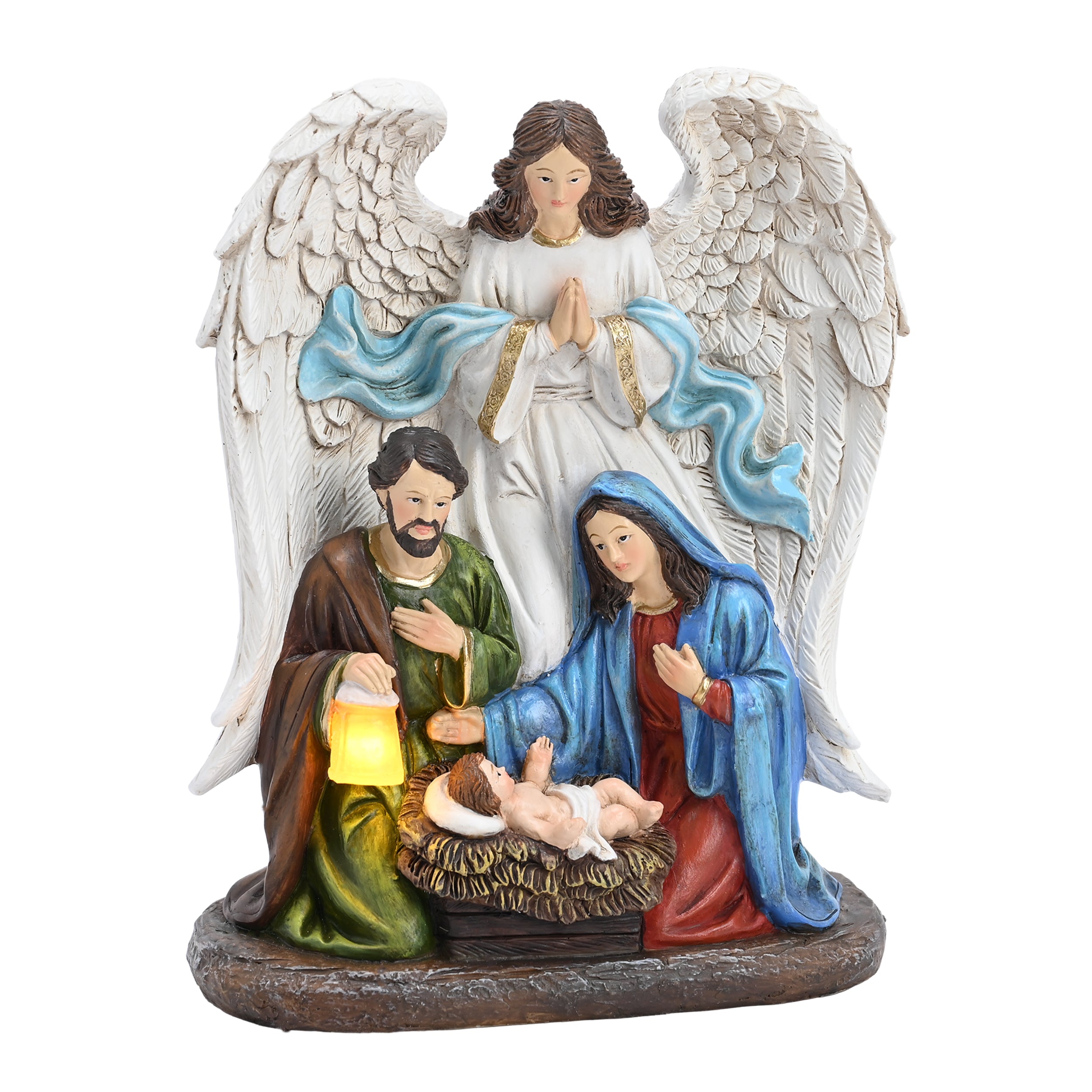 Valery Madelyn 7.3'' Christmas Nativity Scene with LED Light, Red Gold
