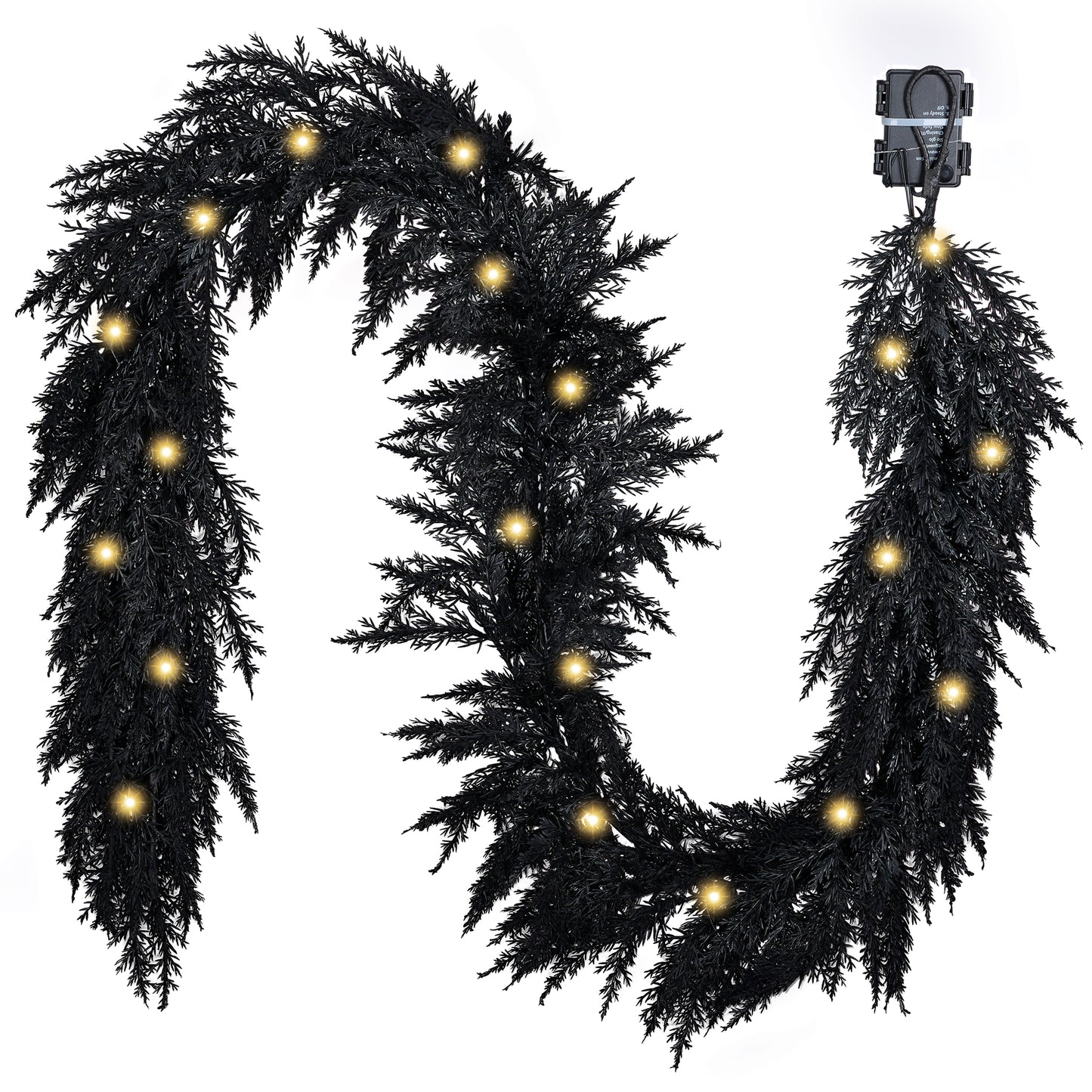 Valery Madelyn 6 Ft Artificial Norfolk Pine Garland for Mantle, Real Tough Halloween Garland with Light, Lighted Winter Pine Branches for Home Stairs Fireplace Table Indoor Outdoor Holiday Decor