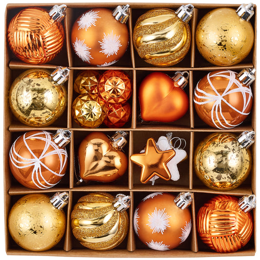 Valery Madelyn 28Pcs Fall Heart Shaped Ornaments Gift Pack, Thanksgiving Autumn Craft Painted Tree Heart Decorations, Orange Christmas Baubles Hanging Harvest Halloween Holiday Decor