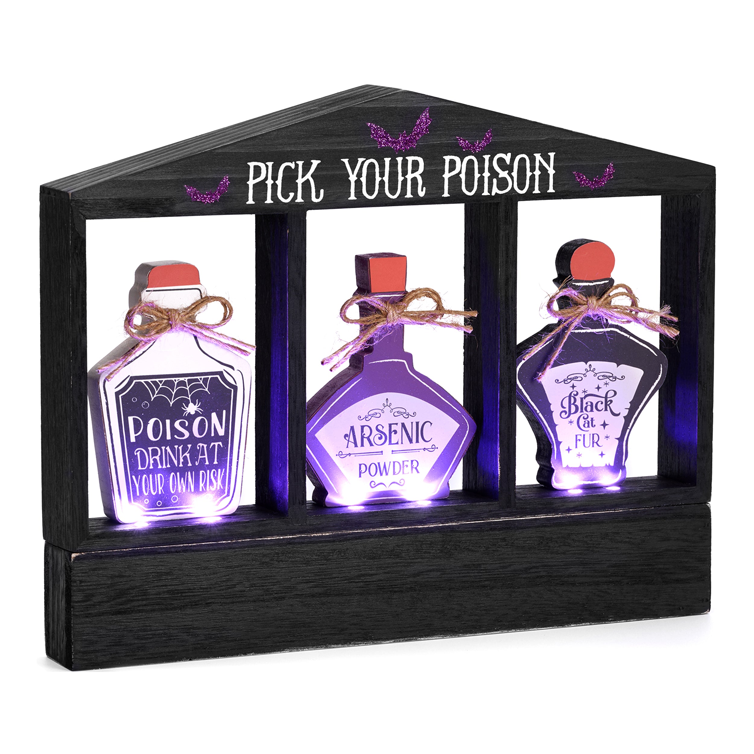 Valery Madelyn 12" Purple LED "Pick Your Poison" Halloween Tabletop Sign