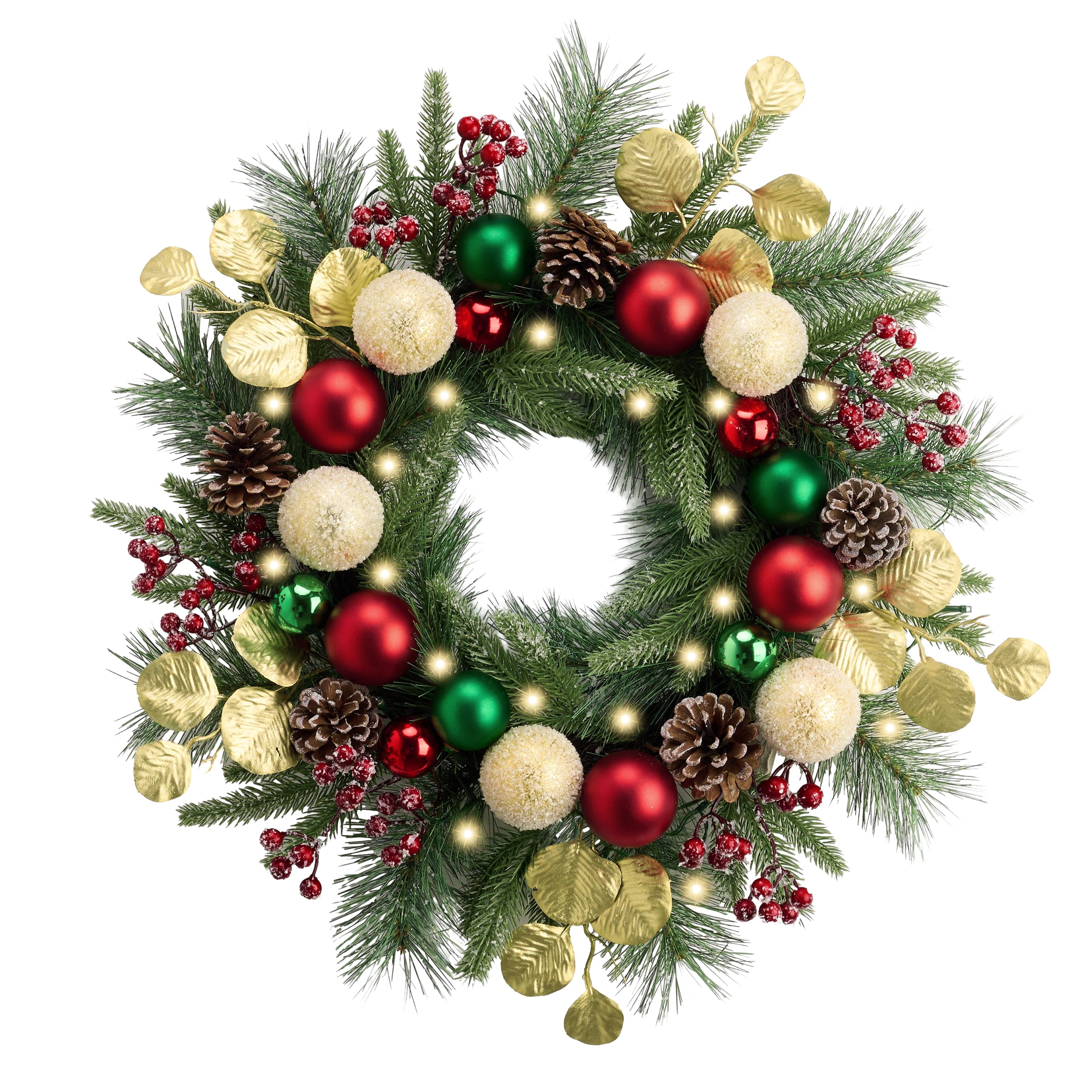 Valery Madelyn 20'' Pre-Lit Christmas Wreath - Thumbnail 2
