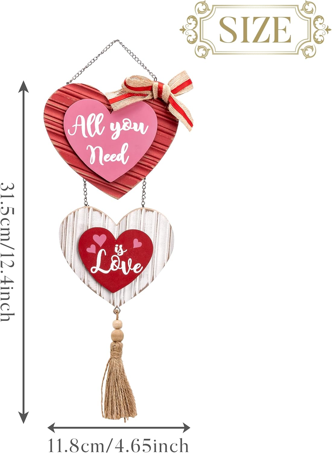 Valery Madelyn Valentines Day Decorations, Valentines Wall Decor, Heart Decor, Wooden Wreath for Front Door, Romantic Decorations for Home Galentines Day Proposal Wedding Anniversary, 12 inch