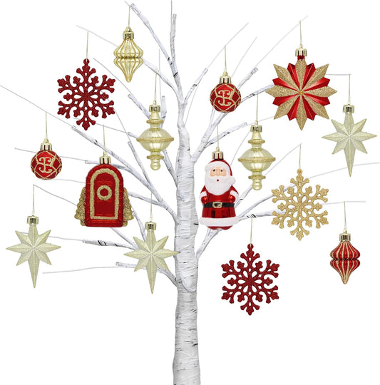 Valery Madelyn Christmas Ornaments Set, 20ct Red and Gold Shatterproof Christmas Tree Decorations Variety Ball Ornaments Bulk, Whimsical Hanging Ornaments for Xmas Holiday Party Decor