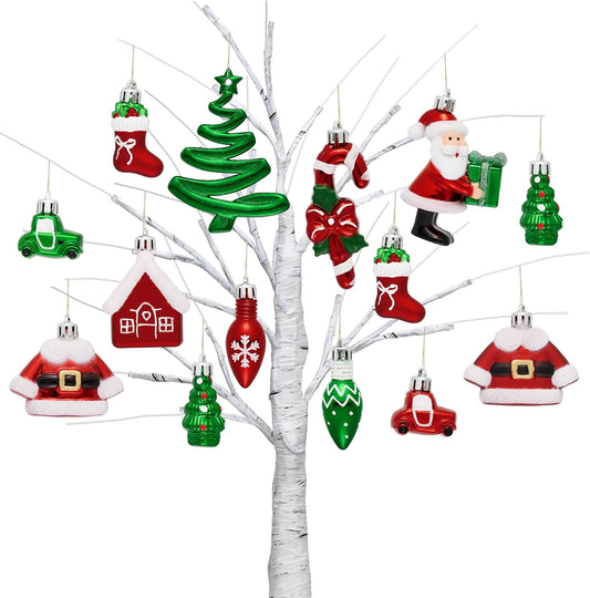 Valery Madelyn Christmas Ornaments Set, 20ct Red Green White Shatterproof Christmas Tree Decorations Variety Ball Ornaments Bulk, Whimsical Hanging Ornaments for Xmas Holiday Party Decor