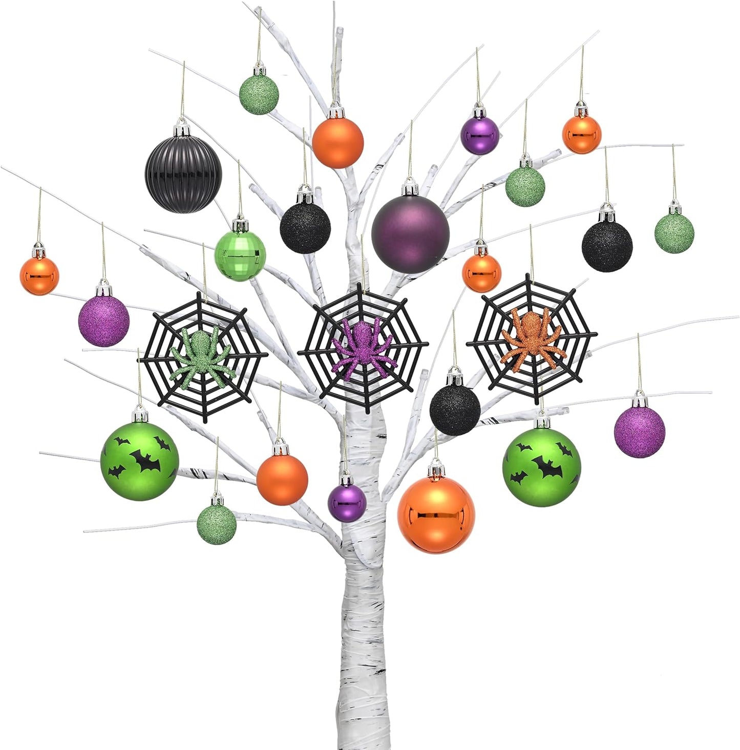 Valery Madelyn 64ct Halloween Tree Decorations Ornament Set, Orange Purple Green Black Shatterproof Hanging Ball Ornaments Holiday Party Indoor Home Decor