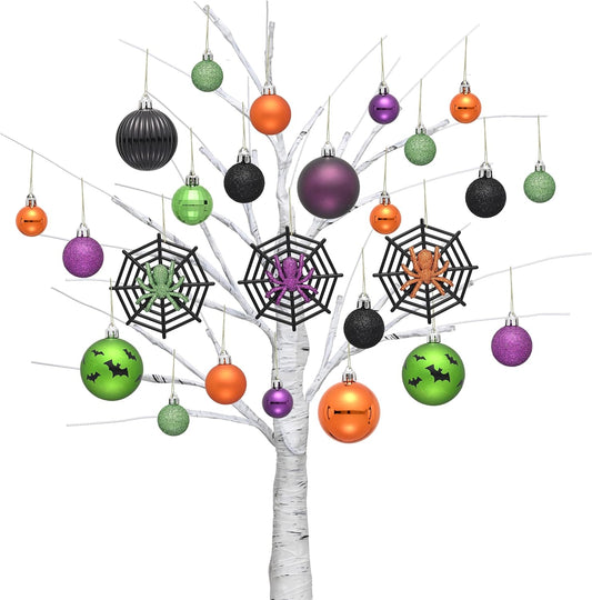 Valery Madelyn 64ct Halloween Tree Decorations Ornament Set, Orange Purple Green Black Shatterproof Hanging Ball Ornaments Holiday Party Indoor Home Decor