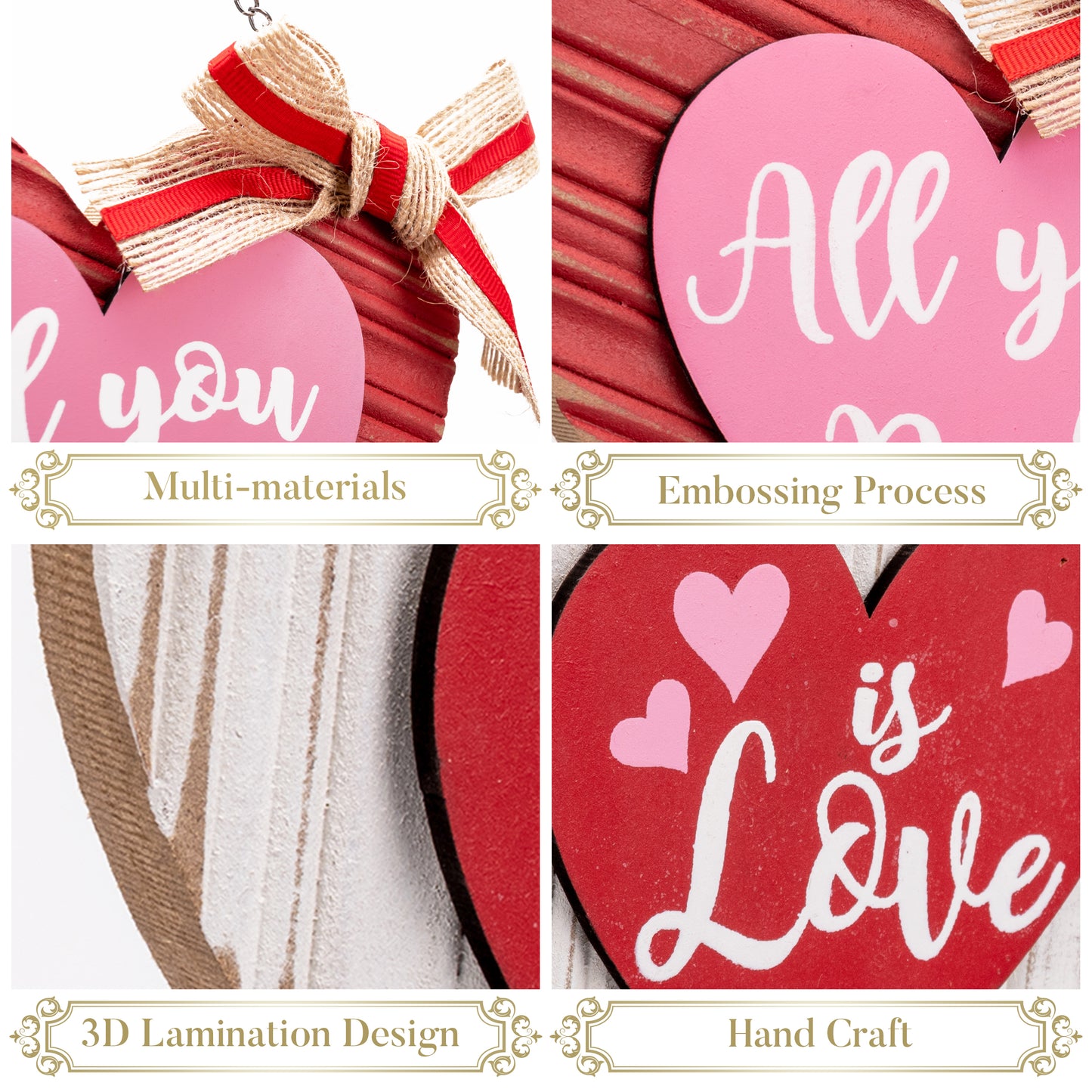 Valery Madelyn Valentines Day Decorations, Valentines Wall Decor, Heart Decor, Wooden Wreath for Front Door, Romantic Decorations for Home Galentines Day Proposal Wedding Anniversary, 18 inch