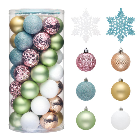 Valery Madelyn Christmas Tree Decorations Ornament Set for Fall Halloween, 50ct 2.36 Inches Pastel Colorful Shatterproof Christmas Ball Ornaments Hanging Xmas Holiday Party Decor