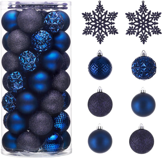 Valery Madelyn Christmas Tree Decorations Ornament Set for Fall Halloween, 50ct 2 Inches Navy Blue Shatterproof Christmas Ball Ornaments Hanging Xmas Holiday Party Decor