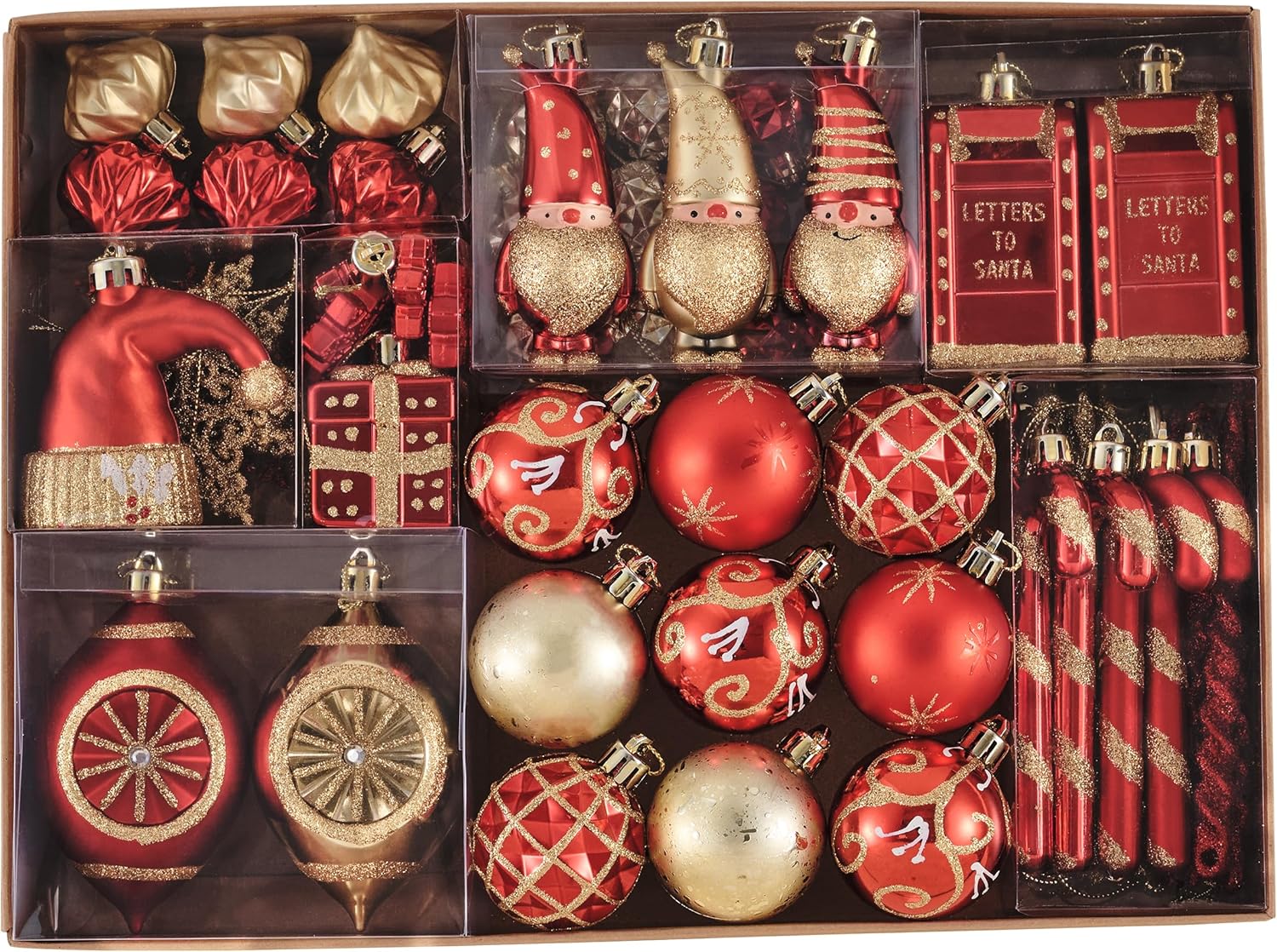 Valery Madelyn Christmas Tree Ornaments Set, 100ct Red and Gold Shatte