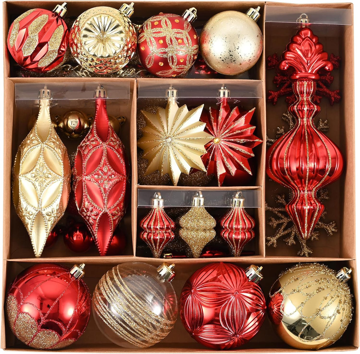 Valery Madelyn 80ct Christmas Tree Decorations Ball Ornaments Set Red and Gold Shatterproof Christmas Tree Decorations Bulk, Luxury Hanging Ornaments for Xmas Trees Holiday Party Decor