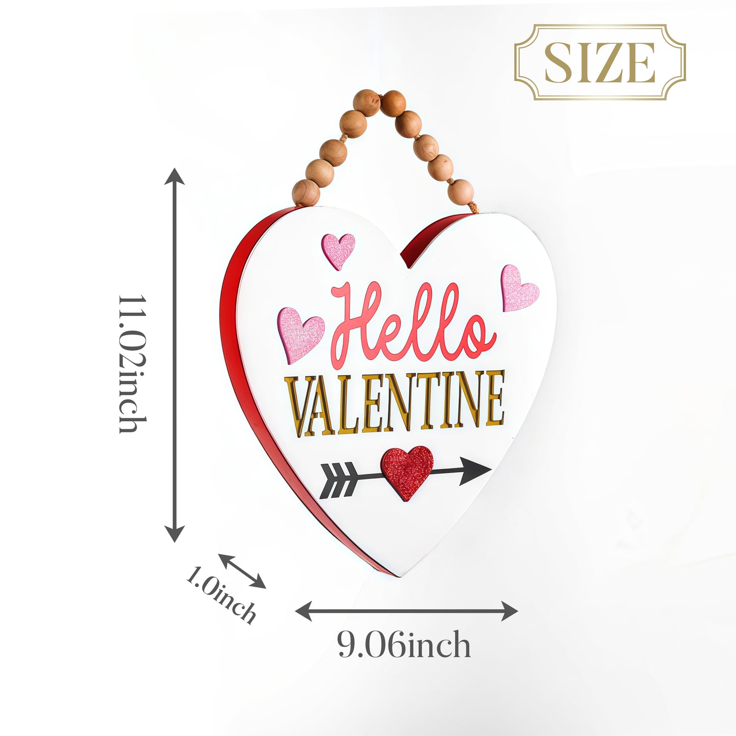 Valery Madelyn Valentines Day Decorations, Wooden Heart Decor with LED Light, Valentine Wreath for Front Door, Romantic Heart Decorations for Home Proposal Wedding Anniversary, 9 inch