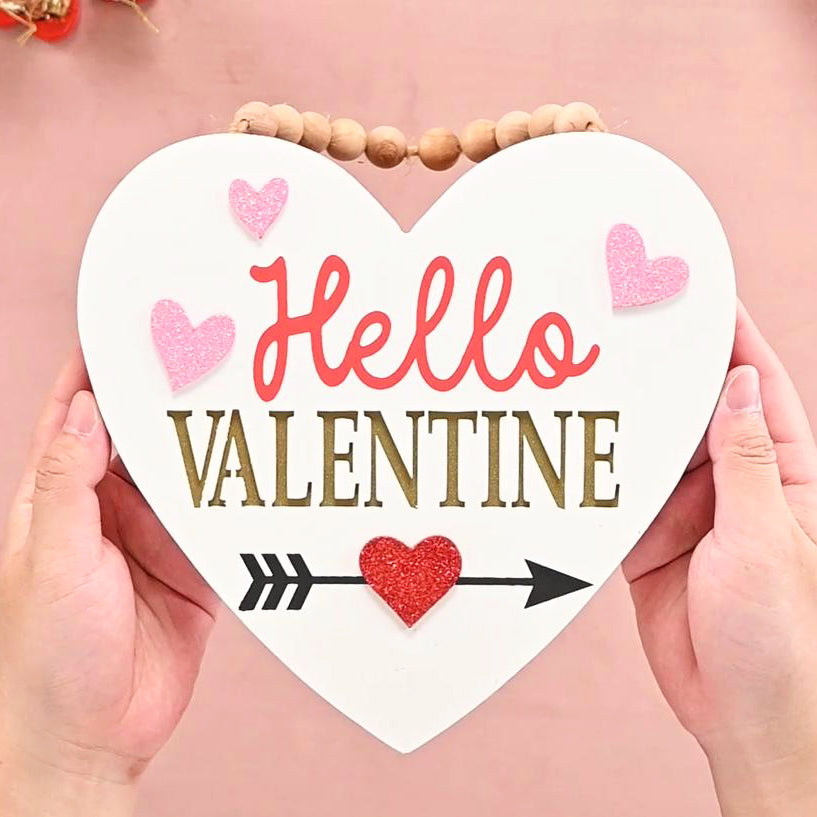 Valery Madelyn Valentines Day Decorations, Wooden Heart Decor with LED Light, Valentine Wreath for Front Door, Romantic Heart Decorations for Home Proposal Wedding Anniversary, 9 inch