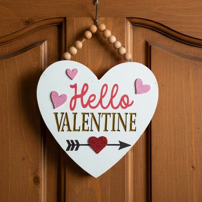Valery Madelyn Valentines Day Decorations, Wooden Heart Decor with LED Light, Valentine Wreath for Front Door, Romantic Heart Decorations for Home Proposal Wedding Anniversary, 9 inch