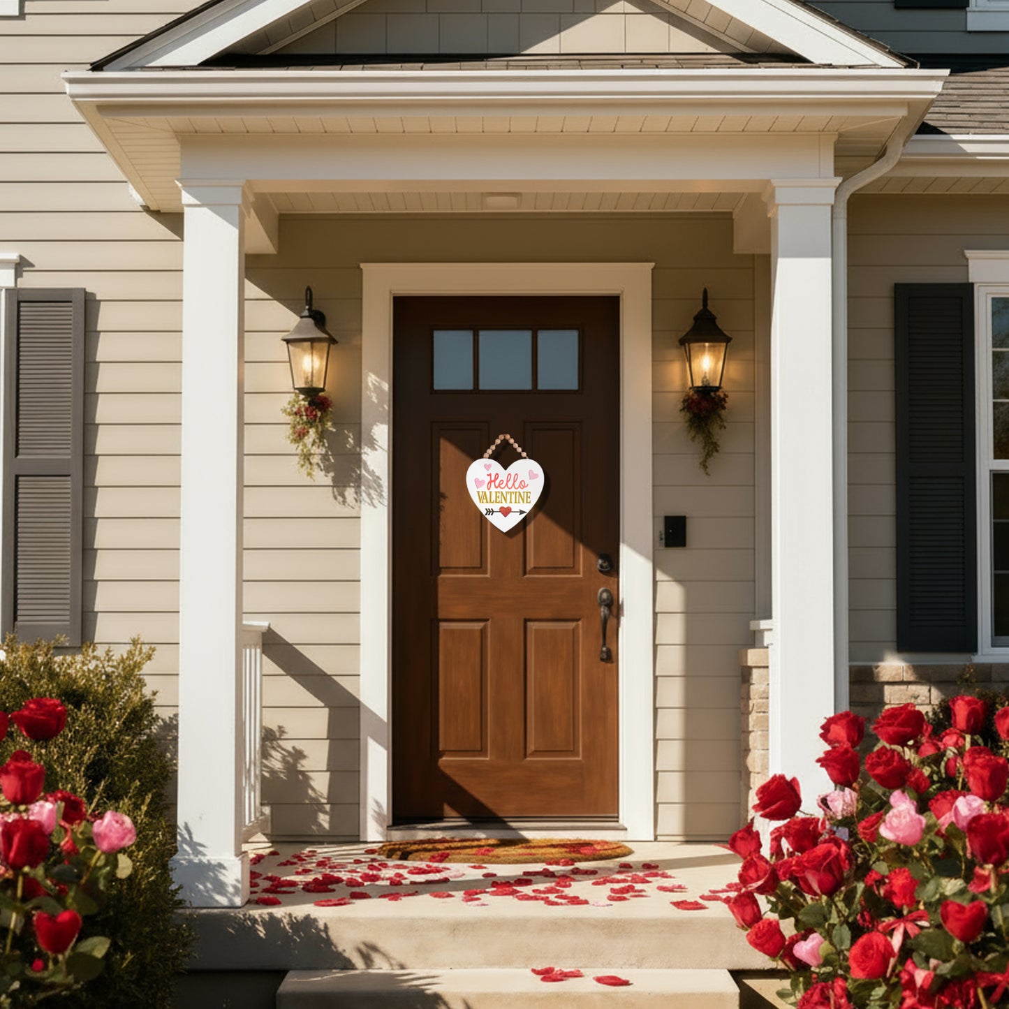 Valery Madelyn Valentines Day Decorations, Wooden Heart Decor with LED Light, Valentine Wreath for Front Door, Romantic Heart Decorations for Home Proposal Wedding Anniversary, 9 inch