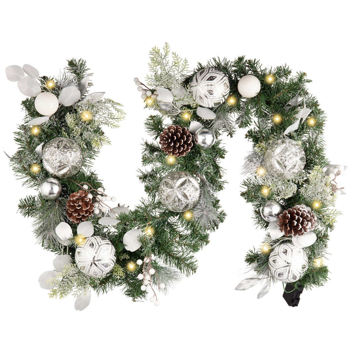 Valery Madelyn 6 Feet Pre-Lit Christmas Garland with Lights Snowy White
