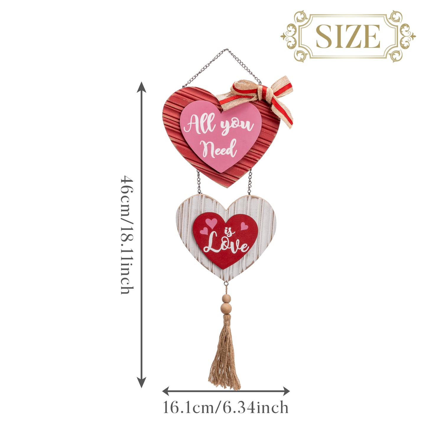 Valery Madelyn Valentines Day Decorations, Valentines Wall Decor, Heart Decor, Wooden Wreath for Front Door, Romantic Decorations for Home Galentines Day Proposal Wedding Anniversary, 18 inch