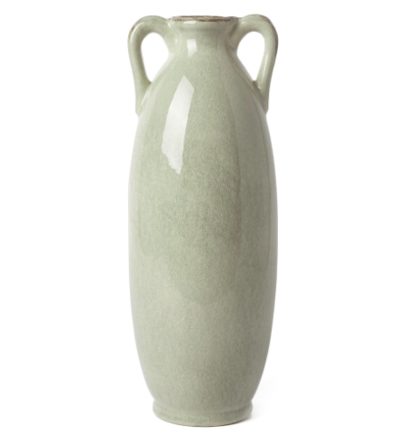 VICTOR & TERESA Green Floor Vase for Pampas Grass, 11'' Tall Vase for Home Decor, Ceramic Farmhouse Decorative Large Vases for Flower, Mantel, Living Room, Shelf, Centerpieces, Gift for Mom