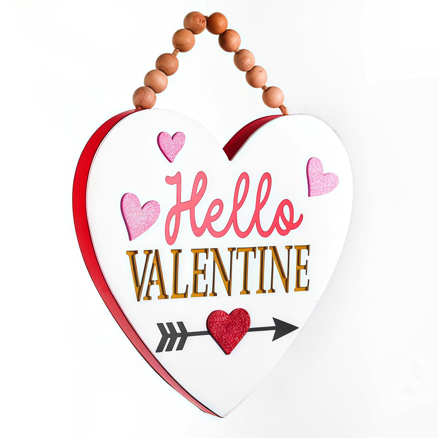 Valery Madelyn Valentines Day Decorations, Wooden Heart Decor with LED Light, Valentine Wreath for Front Door, Romantic Heart Decorations for Home Proposal Wedding Anniversary, 9 inch