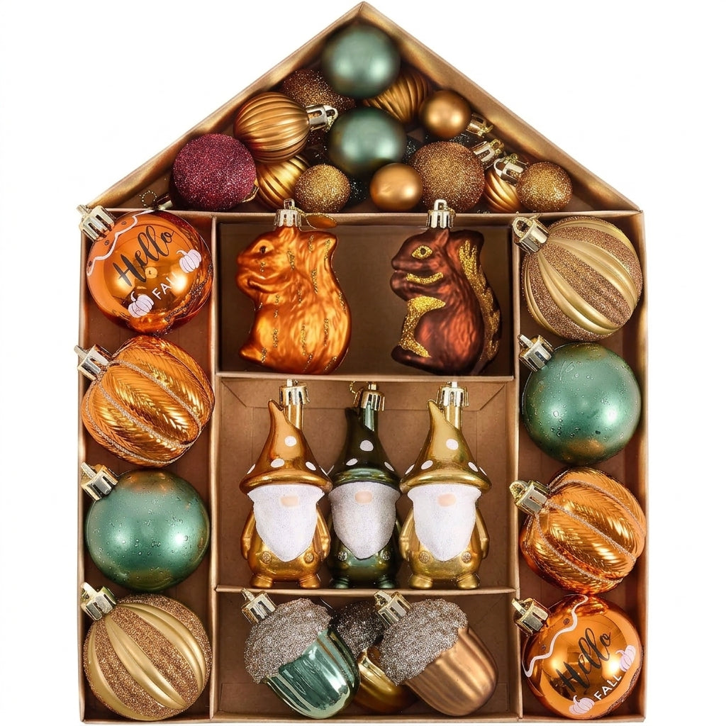 Valery Madelyn 40ct Fall Ornaments Shatterproof Tree Decorations for Home