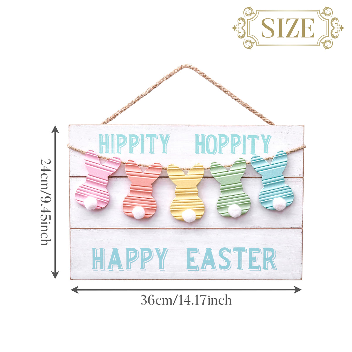 Valery Madelyn Happy Easter Wooden Hanging Signs for Front Door, Cute