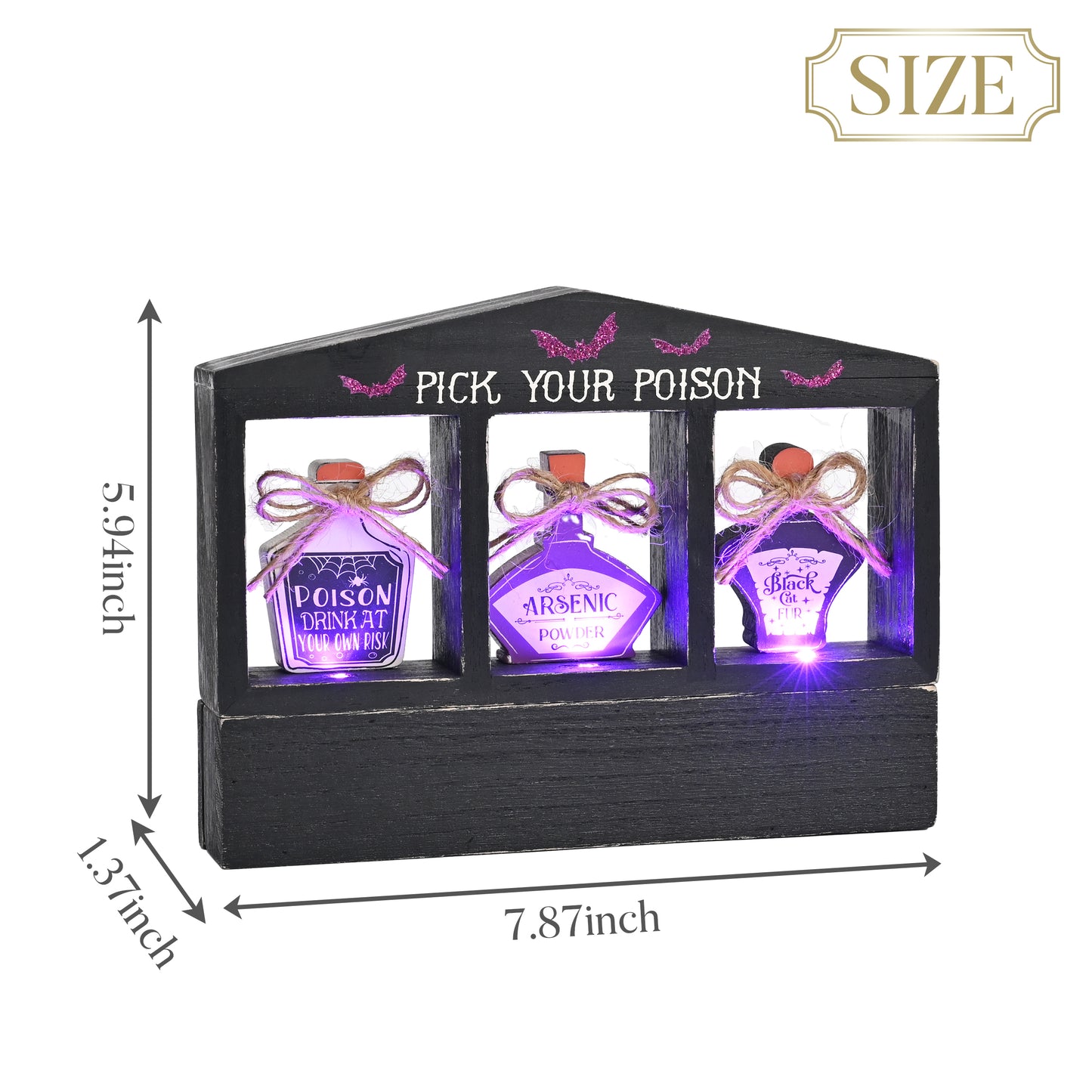 Valery Madelyn Halloween Decorations Indoor with Purple LED Lights, Lighted Spooky Halloween Decor Pick Your Poison Tabletop Sign, Witch Decorations for Home Party Office, 8 Inch